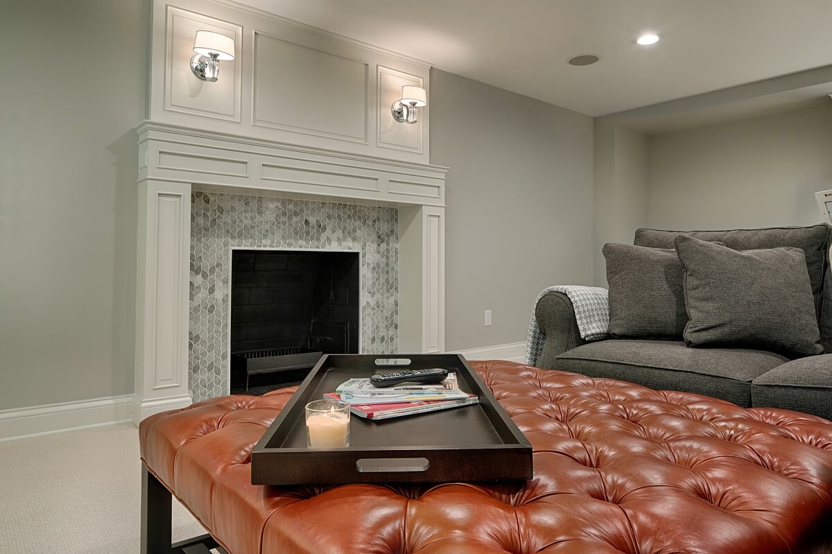 fireplace and builtins in mn finished basement